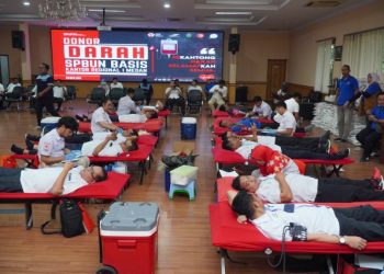 DONOR DARAH-SPBUN Basis Kantor Operasional Medan PT Perkebunan Nusantara IV Regional I melaksanakan Donor Darah Tahun 2025 di Aula Kelapa Sawit PTPN IV Regional I Jalan Sei Batanghari Medan, kemarin. Foto/medandaily.com/ist