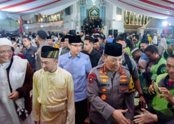 Kapolri Jenderal Listyo Sigit Prabowo saat di Masjid Raya Al Mashun Medan, Sabtu (22/3/2025).