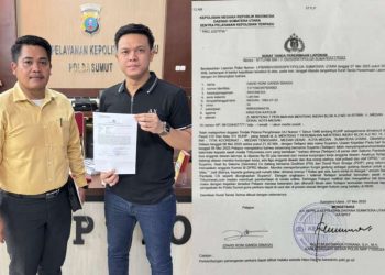 Anggota DPRD Kota Medan, David Roni G Sinaga, melaporkan Suyarno pengusaha pemilik billiar ke Polda Sumatera Utara, Rabu (7/5) dinihari.