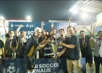 Tim tuan rumah MSJC sebagai juara dalam turnamen Turnamen Mini Soccer Jurnalis Championship (MSJC) Sumut Berkah 2025.
