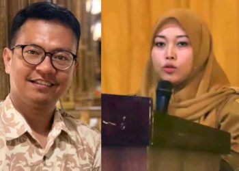 Direktur Eksekutif Sumut Foundation Andi Sirait. Kanan, Kepala Dinas Pertanian Labuhanbatu Utara, drh Sudarija MM MH.