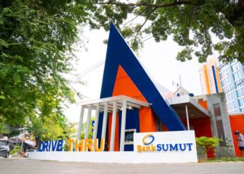 Layanan lantatur PT Bank Sumut di Jalan Imam Bonjol, Medan