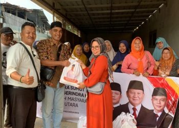 DPD Partai Gerindra Provinsi Sumatera Utara (Sumut) dan Gerakan Muslim Indonesia Raya (GEMIRA) Sumut, Bakti Sosial di Desa Kelambir Lima Kebun, Kecamatan Hamparan Perak, Kabupaten Deliderdang, Rabu (4/2/2026).
